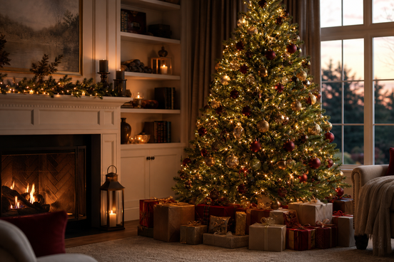 Cozy Christmas Tree And Fireplace