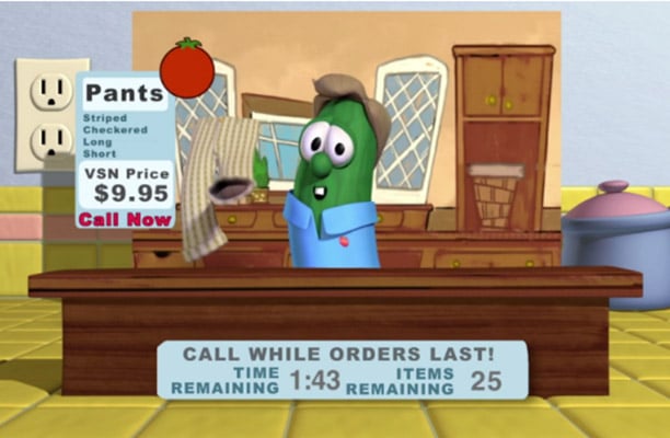 Veggie Tales Larry Selling Pants  | Pure Flix