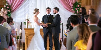 bride and groom at the altar in dream wedding