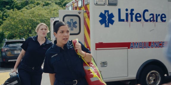 dani and liz going to call with ambulance county rescue