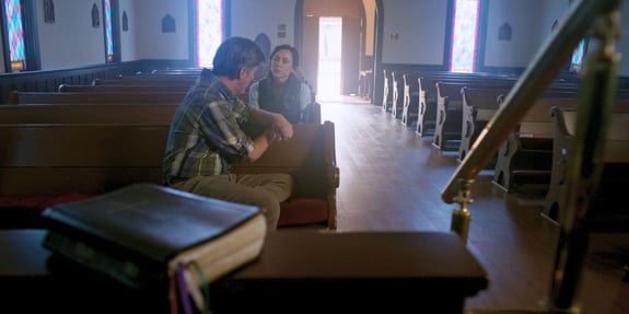 bible preacher and victoria in chapel in finding faith