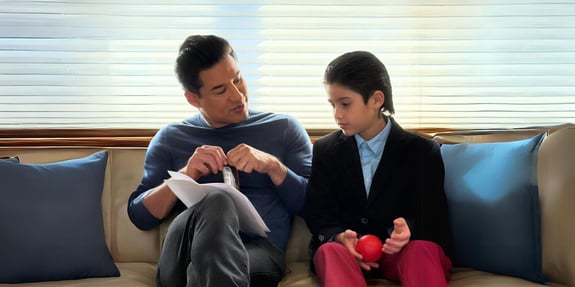 mario lopez and son dominic rehearsing lines