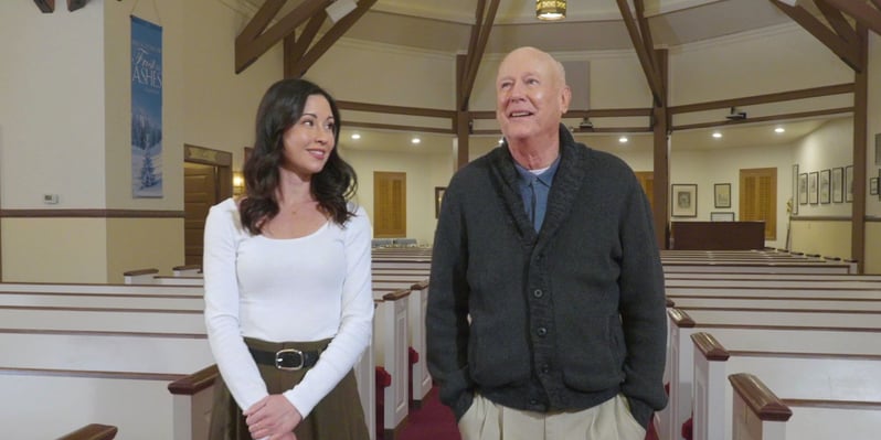 abby and poppa in church